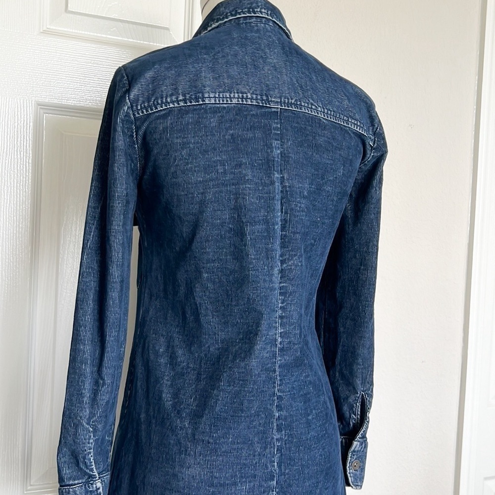 Free People Blue Corduroy Button-Down Shift Dress - Picture 5 of 10